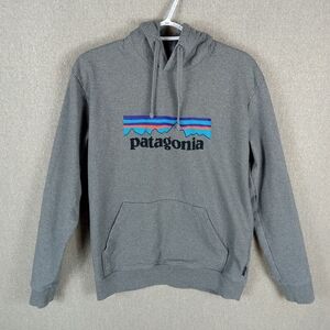 Patagonia P-6 Logo Uprisal Hoodie Mens Medium Gray Hiking Outdoors Pullover